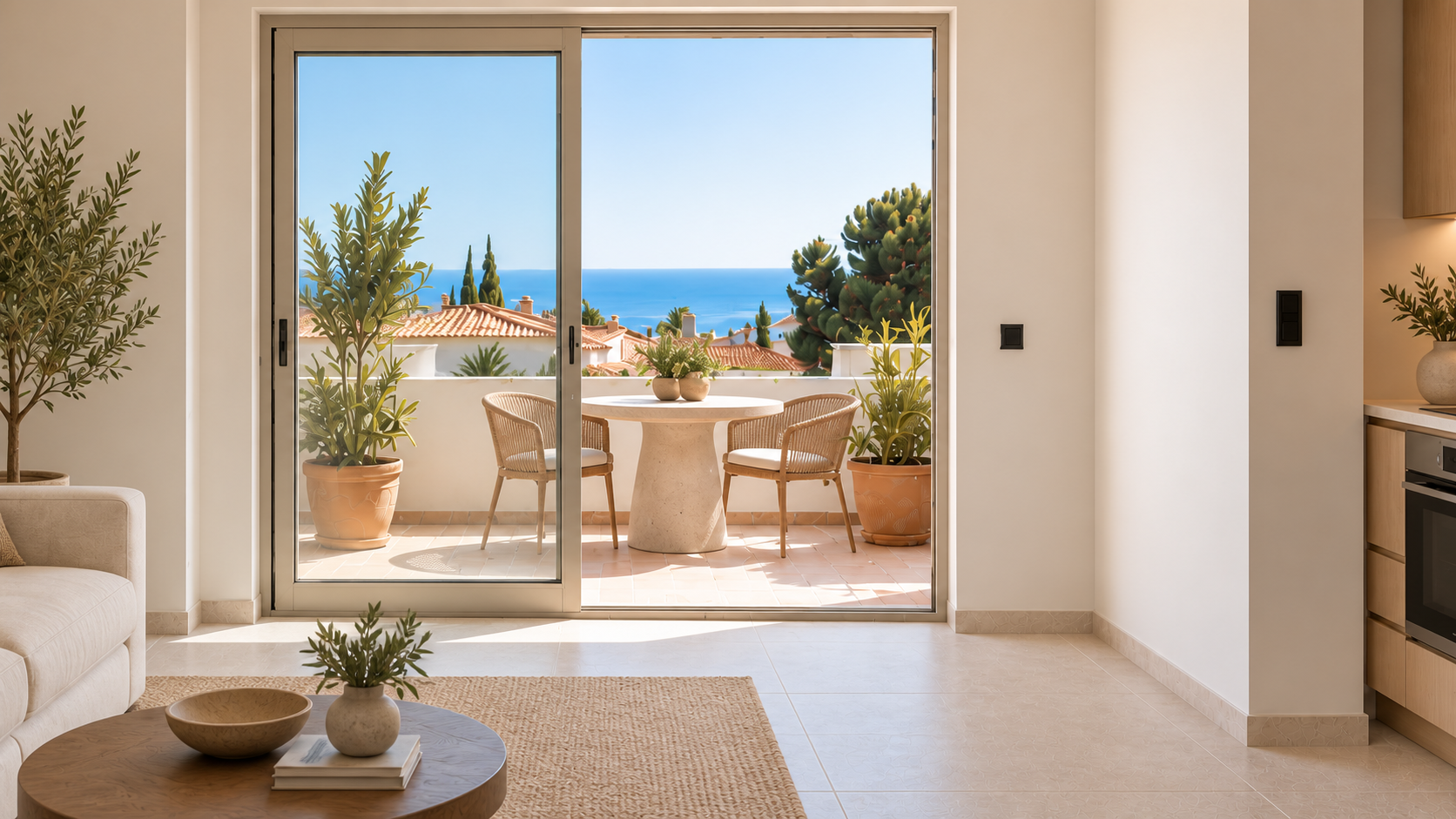 Luz natural, terraza y horizonte de la Costa del Sol